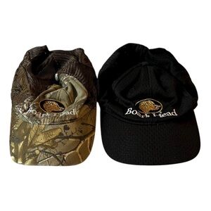 Boar’s Head camouflage mesh trucker cap + black mesh adjustable cap Set 2 EUC